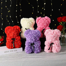 Load image into Gallery viewer, 9.8in Artificial Rose Teddy Bear Gift with Display Box - Romantic Anniversary or Valentine's Day Decor