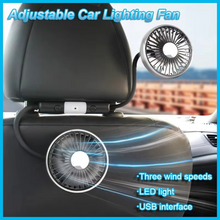 Load image into Gallery viewer, Dual USB Car Fan with LED Lights 3 Speed 360 Degree Adjustable Ventilation for Rear Seat Comfort
