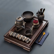 Load image into Gallery viewer, Carbonized Bamboo Rectangular Tea Tray with Drainage for Traditional Tea Ceremony