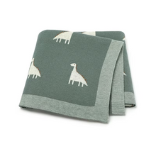 Load image into Gallery viewer, Cotton Knitted Baby Blanket, Soft Swaddle and Stroller Cover, Dinosaur Design