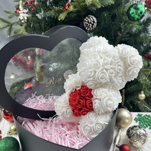 Load image into Gallery viewer, 9.8in Artificial Rose Teddy Bear Gift with Display Box - Romantic Anniversary or Valentine's Day Decor