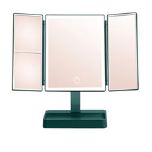 Load image into Gallery viewer, LED Light Vanity Mirror with Tri-Fold Magnification and Adjustable Brightness