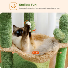 Load image into Gallery viewer, Cactus Cat Tree Tower with Condo, Hammock, Scratching Post and Perch for Indoor Cats