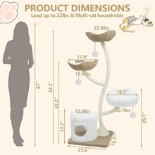 Load image into Gallery viewer, 63" Cat Condo with Scratching Posts, Plush Perches and Hidden Cave