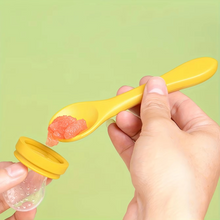 Load image into Gallery viewer, 4-Piece Silicone Baby Fruit Feeder Set with Comfort Grip Handle and Extra Feeding Pouches