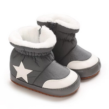 Load image into Gallery viewer, Toddler Girls Winter Sock Shoes with Heart Embroidery, Elastic Ankle Warm Booties