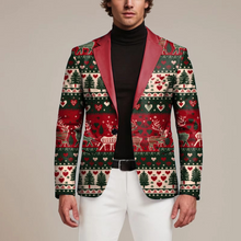 Load image into Gallery viewer, Christmas Suit Jacket for Men Festive Lapel Button Down Holiday Party Blazer