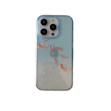 Load image into Gallery viewer, Blue Gradient Koi Splash Ink Transparent Glossy Case for iPhone