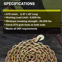 Load image into Gallery viewer, 4 Pcs. Welded Steel Tow Chain Binder Tie Down – Heavy-Duty Grade 70 Transportation Chain