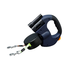 Load image into Gallery viewer, Retractable Dual Dog Leash with 360 Degree Swivel and LED Safety Light for Walking Two Dogs