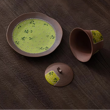 Load image into Gallery viewer, Hand Painted Daisy Patchwork Clay Gaiwan Tea Set