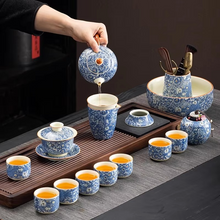 Load image into Gallery viewer, Elegant Floral Ceramic Kung Fu Tea Set with Teapot, Gaiwan, and Teacups