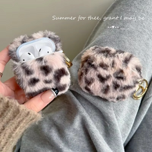 Load image into Gallery viewer, Leopard Plush AirPods Case, Luxury Soft Fur Protective Cover