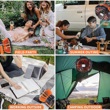 Load image into Gallery viewer, Rechargeable Camping Fan with LED Light, Remote Control and Hanging Hook