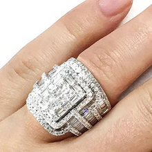 Load image into Gallery viewer, Elegant Silver-Toned White Crystal Bridal Ring Set for Women