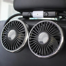 Load image into Gallery viewer, Dual USB Car Fan with LED Lights 3 Speed 360 Degree Adjustable Ventilation for Rear Seat Comfort