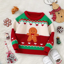Load image into Gallery viewer, Toddler Girls Christmas Gingerbread Sweater Knitted Pullover