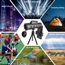 Load image into Gallery viewer, 40x60 HD Monocular Telescope with Smartphone Holder and Tripod for Outdoor and Camping