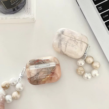 Load image into Gallery viewer, Marble Texture AirPods Case with Metal Keychain and Pearl Accent