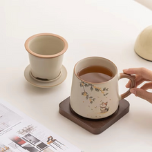 Load image into Gallery viewer, Chinese Style Ceramic Mug with Lid and Built In Tea Filter, 13.5 oz