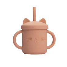 Load image into Gallery viewer, Baby Silicone Feeding Cup with Double Handles and Cat Design