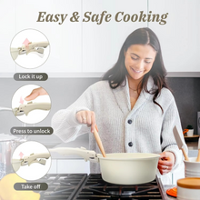 Load image into Gallery viewer, 17 Piece Nonstick Cookware Set with Detachable Handle for Induction and Gas Stovetops