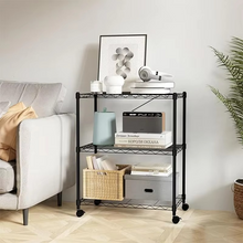 Load image into Gallery viewer, Heavy Duty 3-Shelf Steel Storage Rack with Locking Wheels, Adjustable Height, 750 lb Capacity