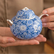 Load image into Gallery viewer, Vintage Blue and White Porcelain Ceramic Teapot for Afternoon Tea