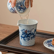 Load image into Gallery viewer, Blue and White Chinese Dragon Ceramic Gaiwan Tea Set