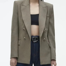 Load image into Gallery viewer, Women's V-Neck Slim Fit Blazer - Long Sleeve Button Jacket for Work, Meetings, and Elegant Everyday Wear