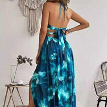 Load image into Gallery viewer, Elegant Floral V-Neck Maxi Dress with Backless Design and Side Slit