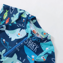 Load image into Gallery viewer, Toddler Boys Shark Print Rash Guard Swimsuit