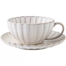 Load image into Gallery viewer, Flower Shaped Ceramic Cup and Saucer Set for Coffee, Tea, or Milk