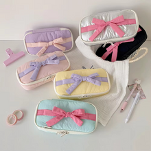 Load image into Gallery viewer, Minimalist Korean Fabric Pencil Case with Bowknot Design