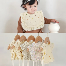 Load image into Gallery viewer, Soft Cotton 4 Layer Gauze Retro Lace Ruffle Baby Vest Bib