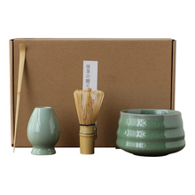 Load image into Gallery viewer, Traditional Matcha Tea Preparation Set, 4 Piece Bamboo Whisk and Bowl Kit