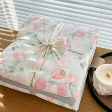 Load image into Gallery viewer, Floral Knit Cotton Bedding Set with Duvet Cover and Flat Sheet