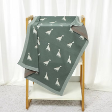 Load image into Gallery viewer, Cotton Knitted Baby Blanket, Soft Swaddle and Stroller Cover, Dinosaur Design