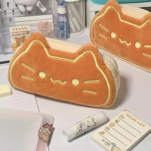 Load image into Gallery viewer, Caramel Cat Plush Pencil Case – Large Capacity Cute Organizer for Students