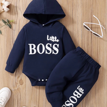 Load image into Gallery viewer, Baby Boy Outfit Set, Long Sleeve Hoodie Romper and Pants, 0–24 Months