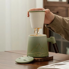 Load image into Gallery viewer, Large Ceramic Tea Cup with Lid and Built-In Filter for Home or Office