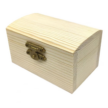 Load image into Gallery viewer, DIY Pine Wood Treasure Chest Box with Hinged Lid and Locking Clasp