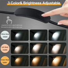 Load image into Gallery viewer, LED Neck Reading Light, USB Rechargeable Flexible Lamp with 3 Light Colors and Continuous Dimming