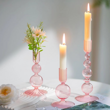 Load image into Gallery viewer, Elegant 3 Piece Glass Candlestick Holder Set for Table and Home Décor