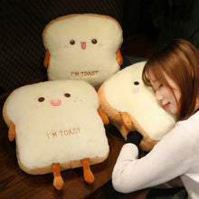 Load image into Gallery viewer, Toast Shaped Hand Warmer Pillow with Dual Hand Pocket and Plush Fabric