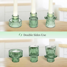 Load image into Gallery viewer, Glass Taper Candle Holder Boho Ribbed Glass Votive for Table Centerpiece and Home Décor