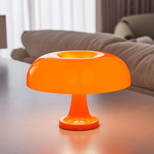 Load image into Gallery viewer, Modern Danish Mushroom Table Lamp – Minimalist Orange Bedside Light