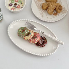 Load image into Gallery viewer, Elegant Ceramic Pearl-Edged Plates for Breakfast, Steak, and Western Cuisine