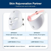 Load image into Gallery viewer, LED Facial Mask with Neck Support for Skin Firming and Anti Aging Light Therapy