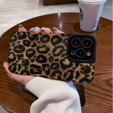 Load image into Gallery viewer, Gold Leopard Silicone Leather Phone Case